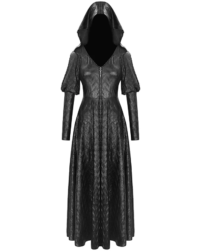 Devil Fashion Chrome Coven Womens Hooded Gothic Dress Jacket Wool Fabric Cashmere Fabric Tweed Fabric