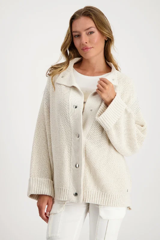 MONRARI Cardigan with honeycomb pattern Bright Pastel Dark