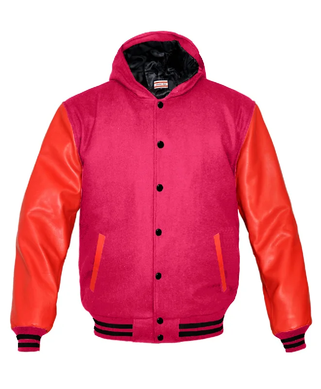 Superb Red Leather Sleeve Original American Varsity Letterman College Baseball Women Wool Jackets #RSL-BSTR-BB-H Tailored Jacket Straight Jacket A-Line Jacket