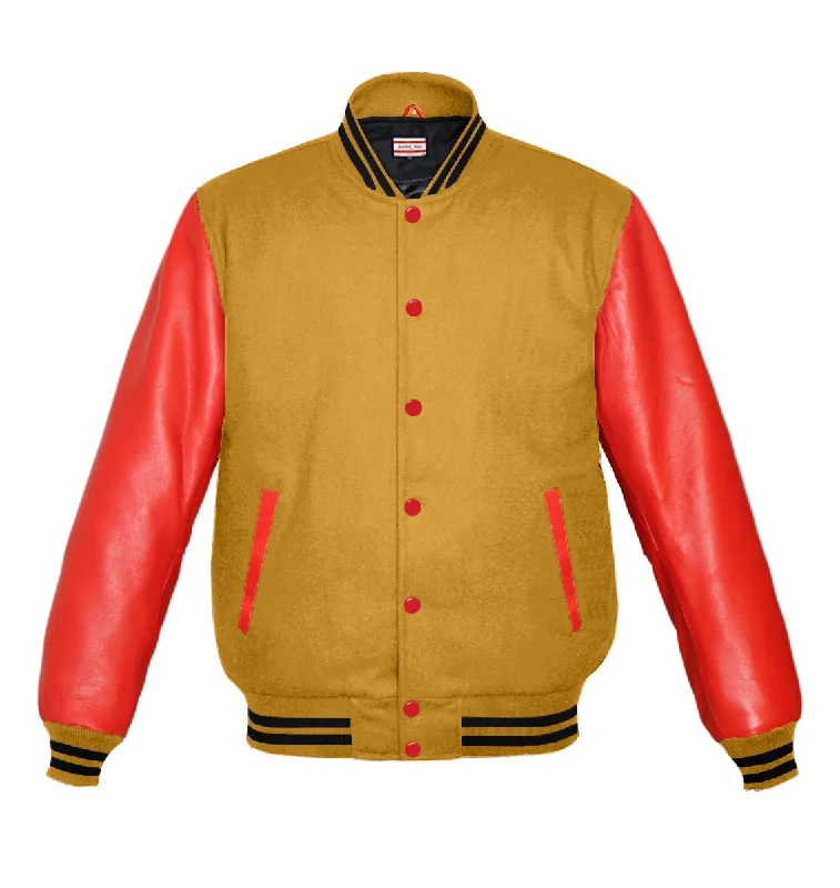 Original American Varsity Real Red Leather Letterman College Baseball Women Wool Jackets #RSL-BSTR-RB Mesh Jacket Canvas Jacket Denim Jacket