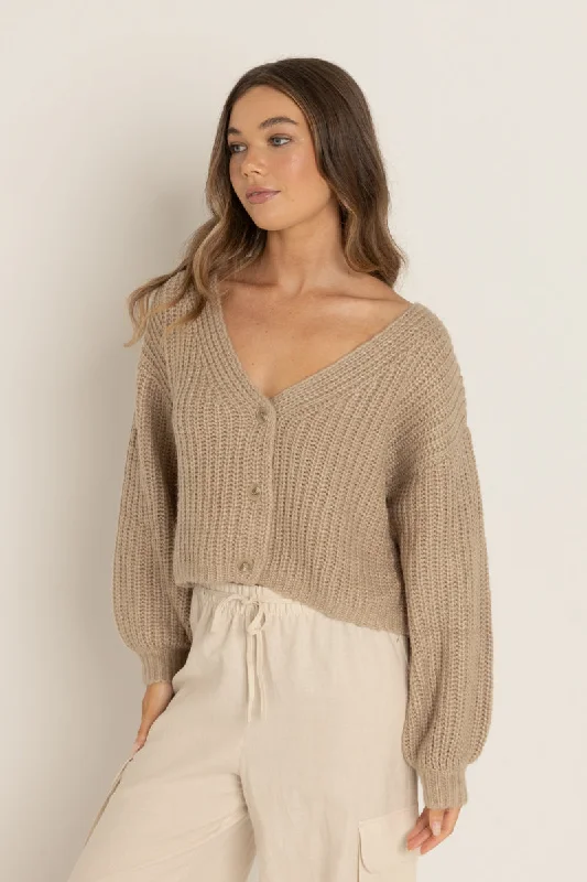 Eadie Oversized Knit Cardigan Cream Elegant Classic Vintage