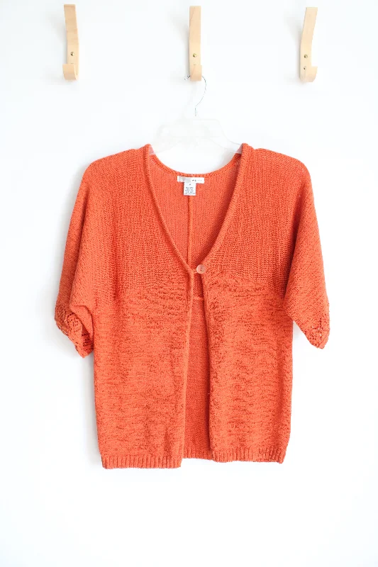 WD NY Burnt Orange Knit Cardigan | M Satin Fabric Silk Fabric Chiffon Fabric