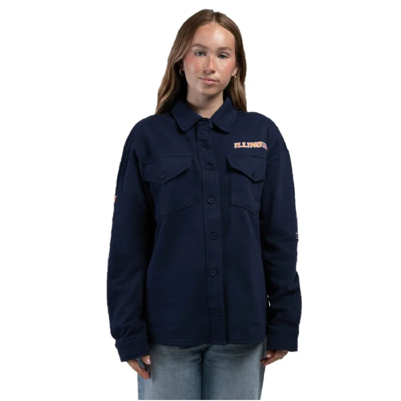 Illinois Fighting Illini Women's Hype & Vice Flannel Shirt Jacket Notch Collar Peter Pan Collar Cowl Neck