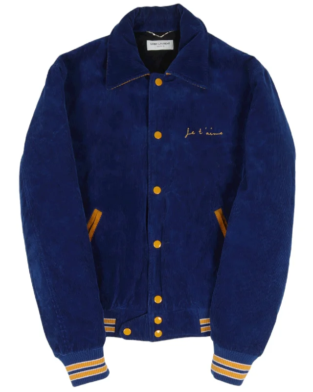 Corduroy Varsity Jacket Embroidered Jacket Appliqued Jacket Beaded Jacket