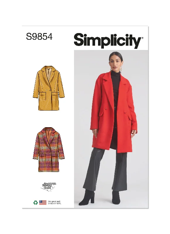 Simplicity Pattern S9854 Misses' Jacket Coat Chenille Jacket Brocade Jacket Lace Jacket