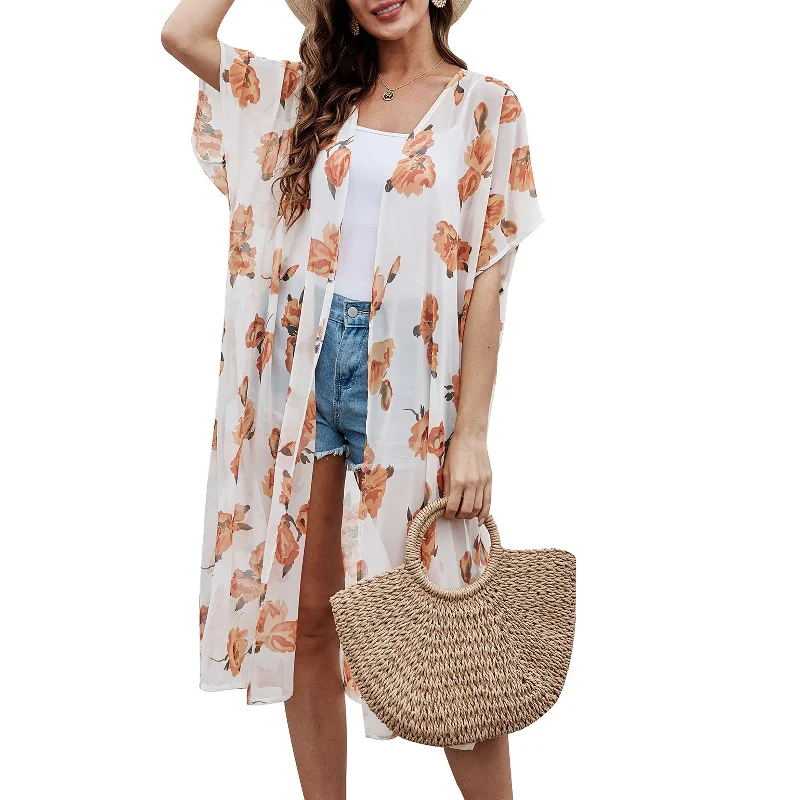 Fashion Womens Beach Bikini Cover Ups Loose Sheer Kimono Cardigan Tops Wrap Machine Wash Dry Clean Hand Wash