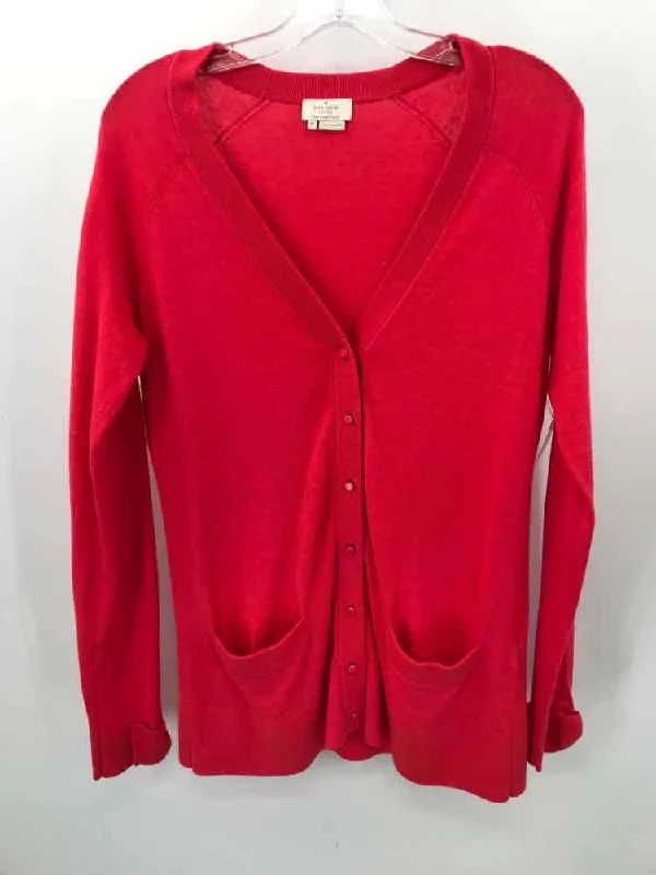 Pre-Owned Kate Spade Red Size Medium Cardigan Cotton Fabric Linen Fabric Terry Fabric