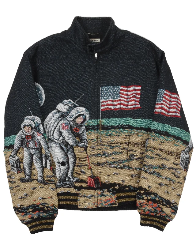 Surf Sound Moon Landing Jacket Denim Fabric Leather Fabric Suede Fabric