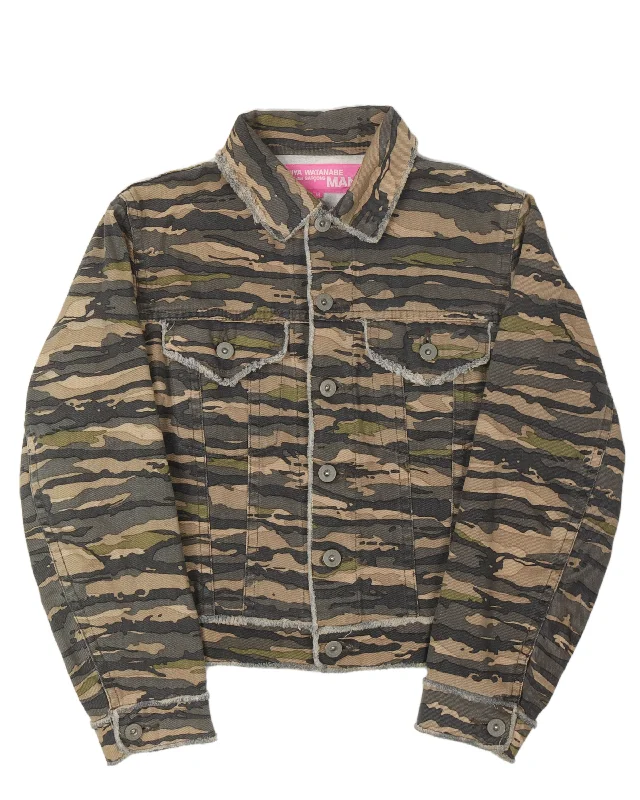 Junya Watanabe MAN Cropped Camouflage Denim Jacket Nylon Jacket Polyester Jacket Spandex Jacket