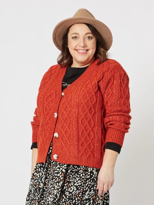 Diana Cable Cardigan - Maple Stylish Fashionable Trendy