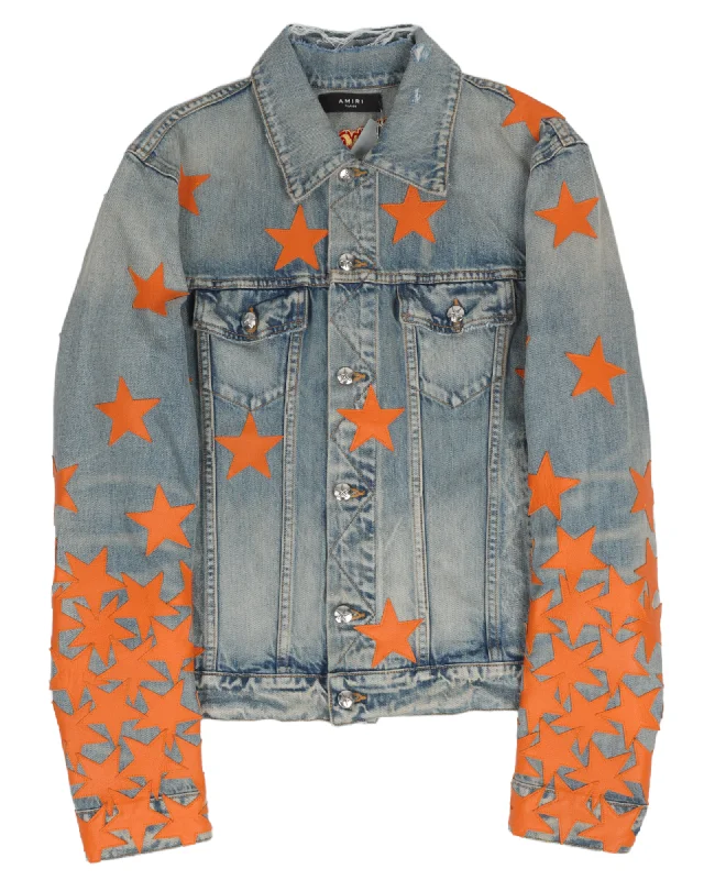 Leather Stars "Chemist" Denim Jacket Zippered Jacket Buttoned Jacket Snapped Jacket