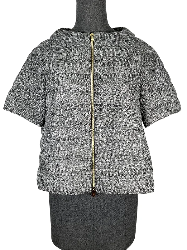 Herno Gray Textured Sequin Padded Jacket Size M Tailored Jacket Straight Jacket A-Line Jacket