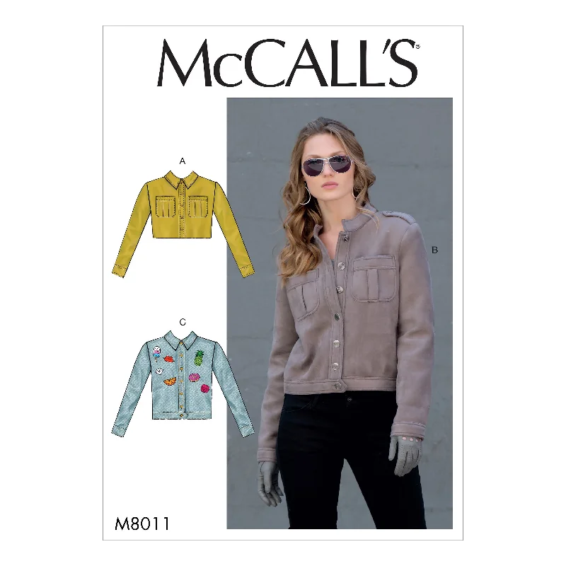 McCall's Pattern M8011 Misses' Jackets Denim Jacket Leather Jacket Suede Jacket