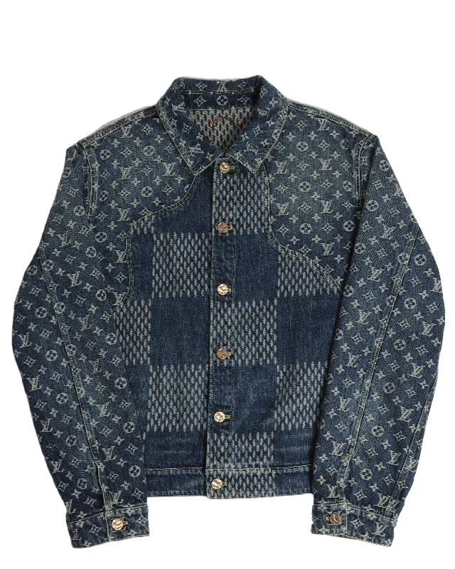 SS20 Nigo Human Giant Damier Waves MNGM Denim Jacket Fitted Jacket Loose Jacket Oversized Jacket