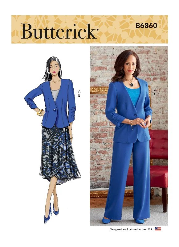 Butterick Pattern B6860 Misses' and Women's Jacket, Skirt and Pants Fleece Jacket Down Jacket Feather Jacket