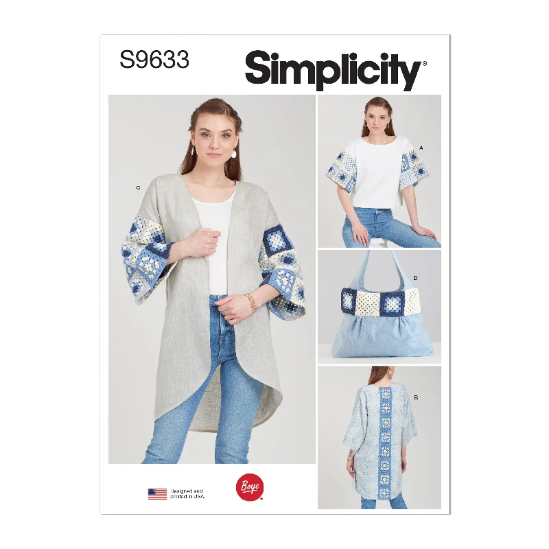 Simplicity Pattern S9633A Misses' Crochet Top Jacket & Bag Fitted Jacket Loose Jacket Oversized Jacket