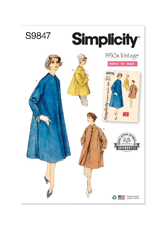 Simplicity Pattern S9847 Misses' Jacket Coat Nylon Jacket Polyester Jacket Spandex Jacket