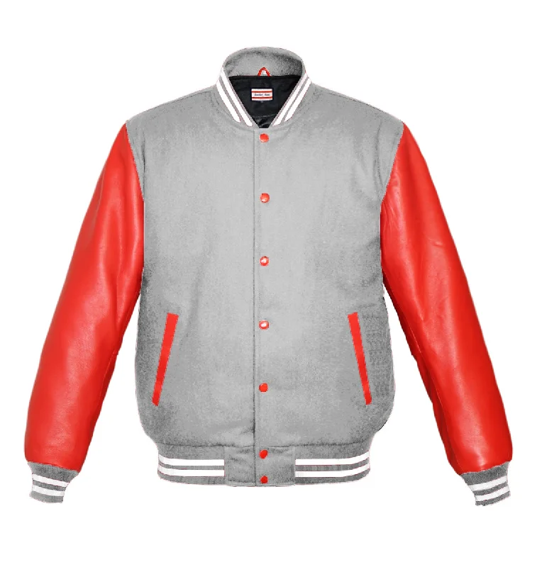 Original American Varsity Real Red Leather Letterman College Baseball Women Wool Jackets #RSL-WSTR-RB Satin Jacket Silk Jacket Chiffon Jacket