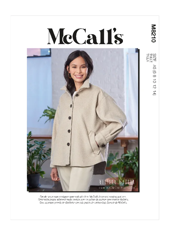 McCall's Pattern M8210 Misses' Jacket Front Pockets Side Pockets Patch Pockets