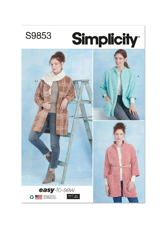 Simplicity Pattern S9853 Misses' Jacket Coat Rayon Jacket Velvet Jacket Corduroy Jacket