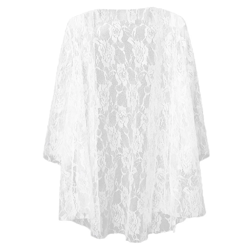 Women Hollow Lace Cardigan Shirt Blouse Tops Fanon for Summer Long Blouse L Casual Formal Business