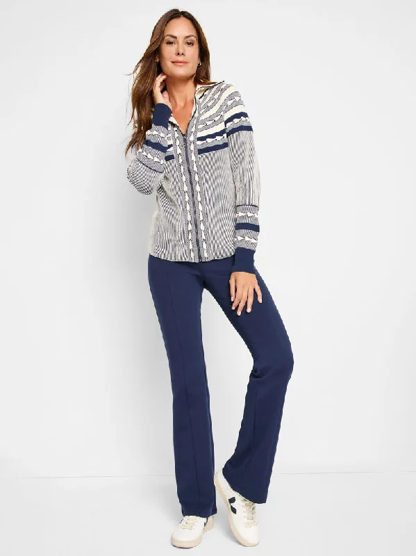 NIC+ZOE Fairisle Zip Cardigan Cardigan Knitwear Sweater