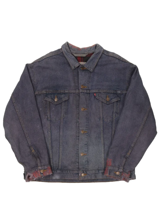 Levi's Flannel-Lined Denim Jacket Hooded Jacket Caped Jacket Shawl Collar Jacket