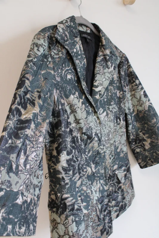 Lafayette 148 New York Helena Brocade Green Gray Floral Blazer Jacket | 10 Jersey Jacket Tulle Jacket Batik Jacket