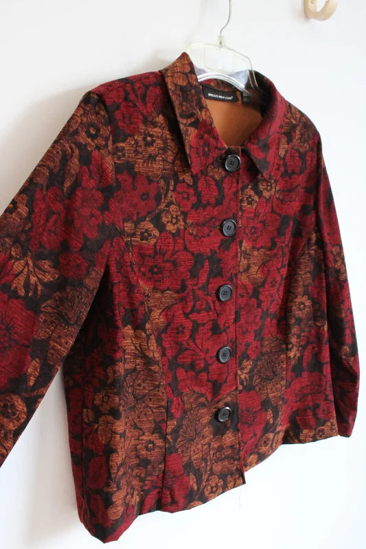 Briggs New York Red & Brown Floral Black Jacket | XL Mesh Jacket Canvas Jacket Denim Jacket