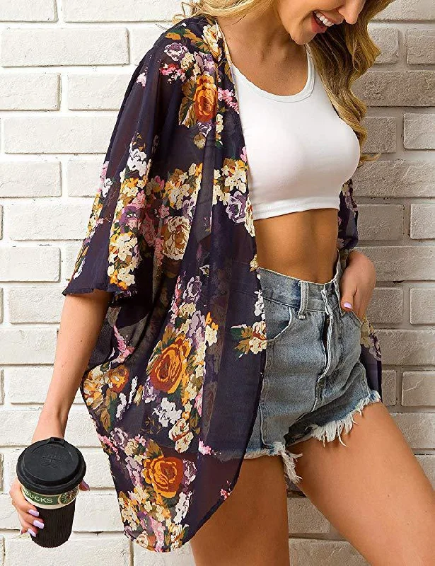 Haute Edition Women's Lightweight Summer Kimono Cover Up Cardigans Terry Terry Cloth Terry Knit