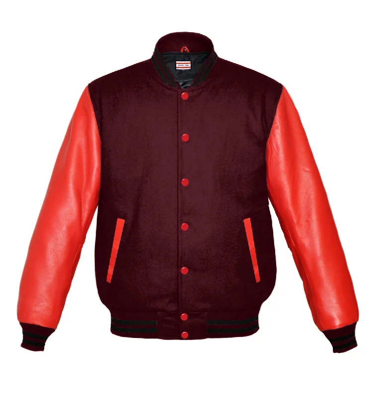 Original American Varsity Real Red Leather Letterman College Baseball Women Wool Jackets #RSL-BSTR-RB Chenille Jacket Brocade Jacket Lace Jacket