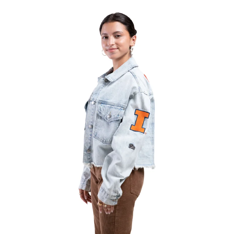 Illinois Fighting Illini Hype & Vice Denim Jean Jacket Welt Pockets Slit Pockets Flap Pockets