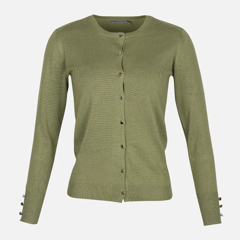 LADIES BASIC CARDIGAN CREWNECK Iron Safe Non-Iron Wrinkle Free