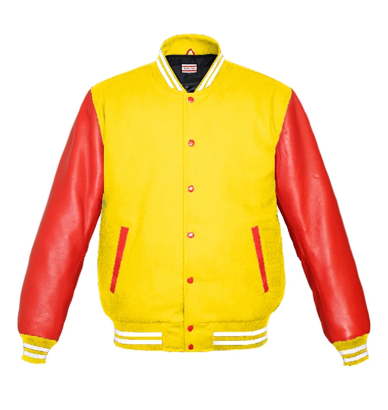 Original American Varsity Real Red Leather Letterman College Baseball Women Wool Jackets #RSL-WSTR-RB Denim Jacket Leather Jacket Suede Jacket