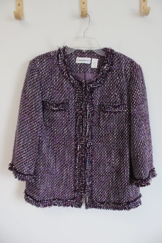 Alfred Dunner Textured Purple Jacket | 16 Chenille Fabric Brocade Fabric Lace Fabric