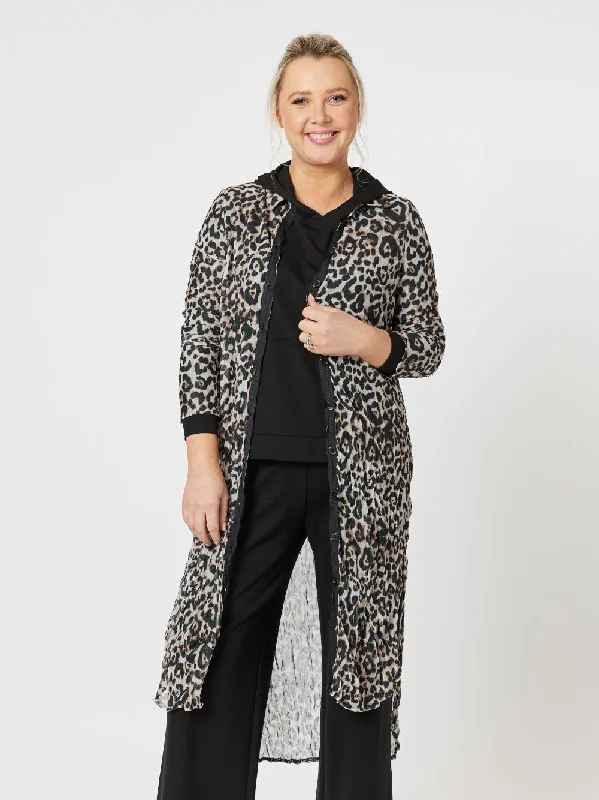 Riley Print Mesh Cardigan - Animal Casual Formal Business