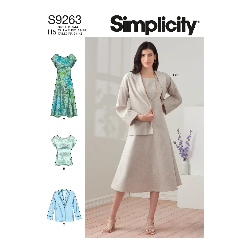 Simplicity Pattern 9263 Misses' Dress, Jacket & Top Embroidered Jacket Appliqued Jacket Beaded Jacket