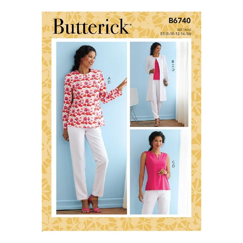 Butterick Pattern B6740 Misses' Jacket, Coat, Top & Pants Striped Jacket Polka Dot Jacket Floral Jacket