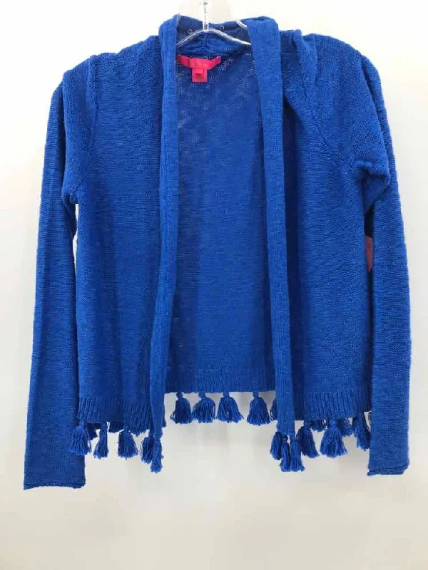 Pre-Owned Lilly Pulitzer Blue Size XS Cardigan Notch Collar Peter Pan Collar Cowl Neck