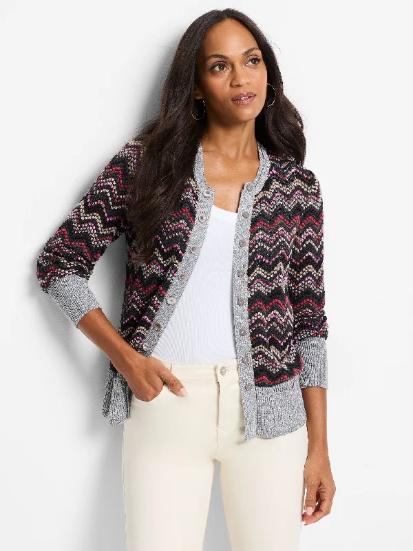 NIC+ZOE Zig Zag Cardigan Wool Cardigan Cotton Cardigan Cashmere Cardigan