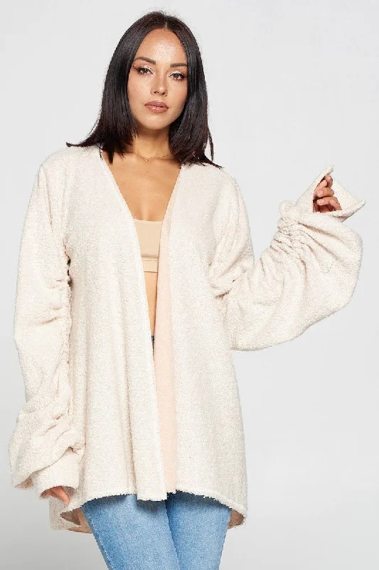 Cute Fuzzy Open Front Cardigan Modern Contemporary chic