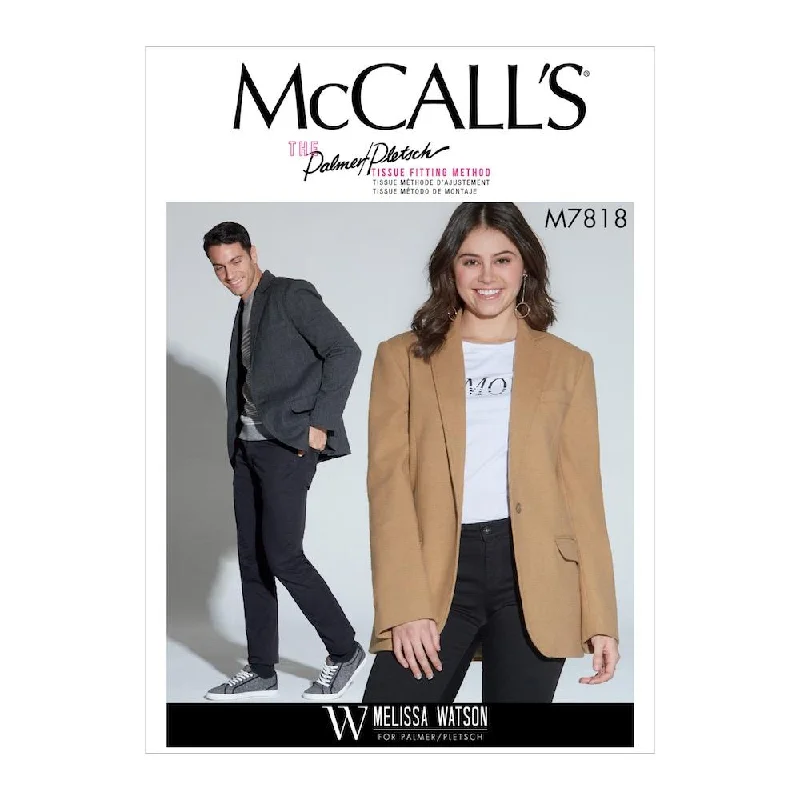 McCall's Pattern M7818 Unisex Jacket Snapped Jacket Toggled Jacket Drawstring Jacket