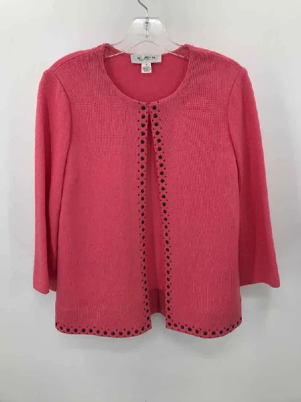 Pre-Owned St John Pink Size 8 Cardigan Mesh Fabric Canvas Fabric Denim Fabric