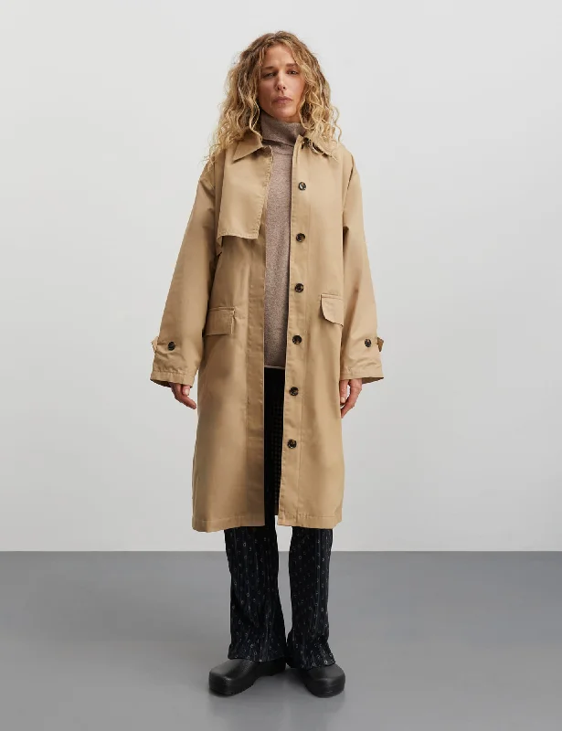 Alto Twill Lake Coat, Tiger's Eye Belted Wool Overcoat