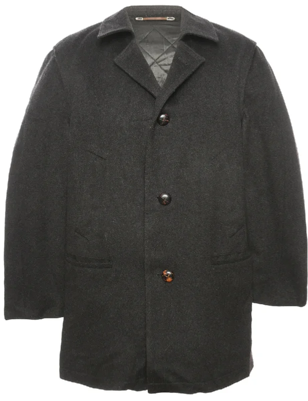 Black Wool Coat - L Elegant Wool Jacket