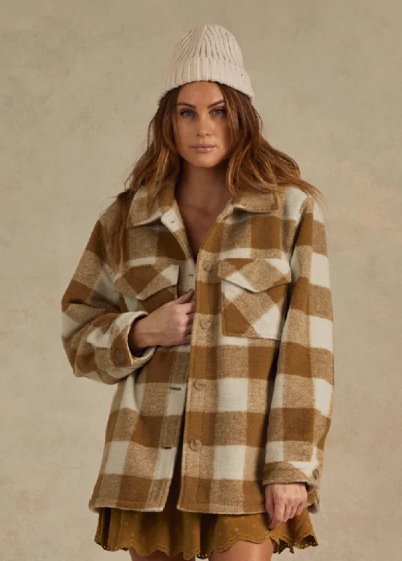 The Shearling Chore Coat by Rylee + Cru - Brass Checker Warmth-Enhanced Parka