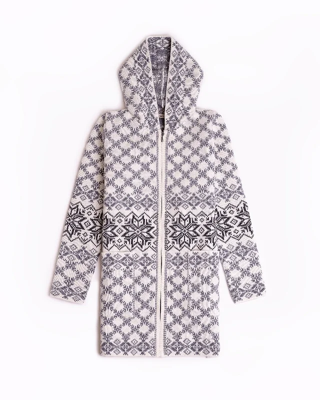 Varbla woolen zipper hooded coat Knit Longline Duster