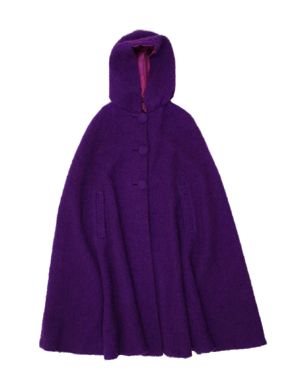 VINTAGE Womens Hooded Cape Coat One Size Purple Padded Ski Jacket