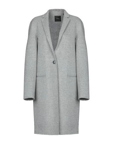 Theory Women Coat Light grey M INT Cropped Tweed Jacket