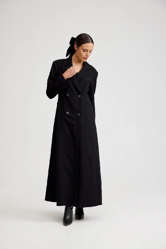 Aston Studio Evangeline Coat - Nero Fur-Trimmed Winter Coat